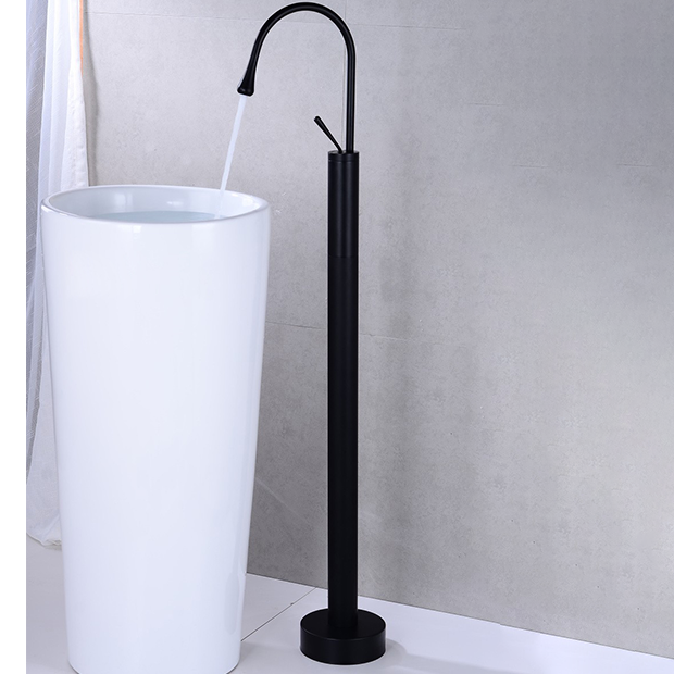 Floor Freestanding Tub Faucet Matte Black Bathroom Faucet Taps Stand Floor Bath Faucet