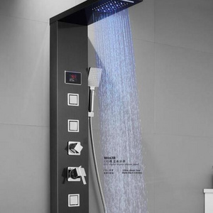 Muti-functional LED Digital Display Portable Shower Set Stainless Steel Waterfall Rain Shower Panel