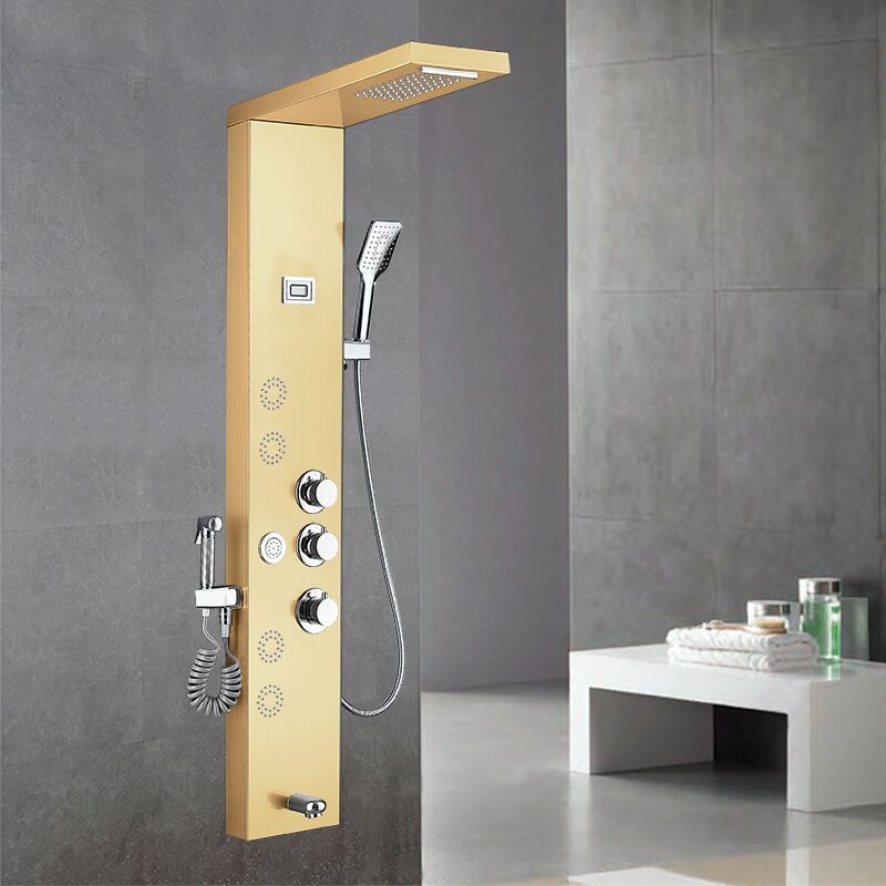 Muti-functional LED Digital Display Portable Shower Set Stainless Steel Waterfall Rain Shower Panel