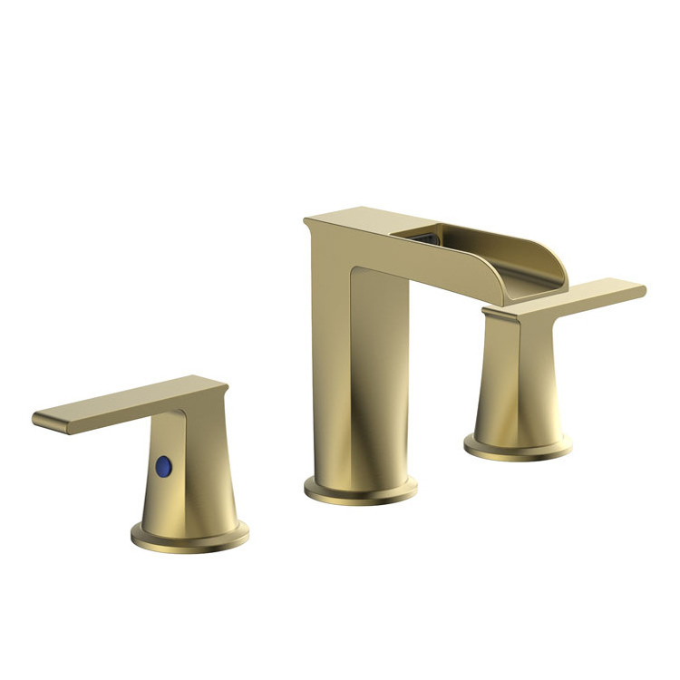 Bathroom Widespread Faucet Separate Basin Faucet Brushed Gold Vanity Sink Faucets Water Taps