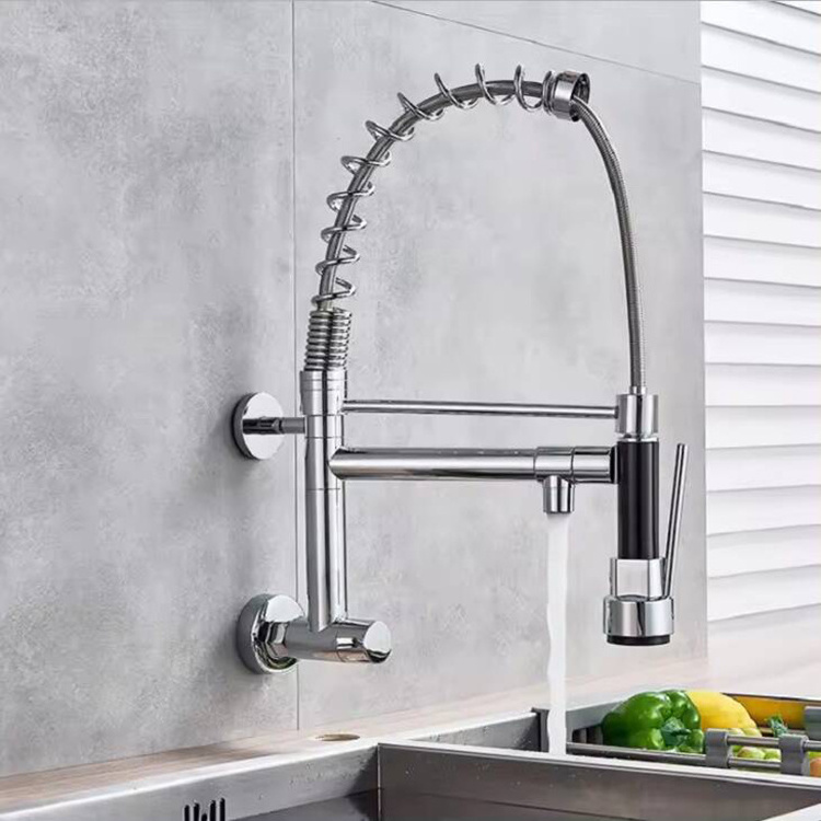 New style in wall kitchen sink faucets luxury pull out spring kitchen faucets