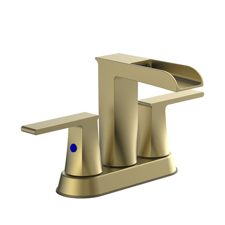 Wholesale Brass Waterfall Widespread Bathroom Faucet Two Handles Water Taps