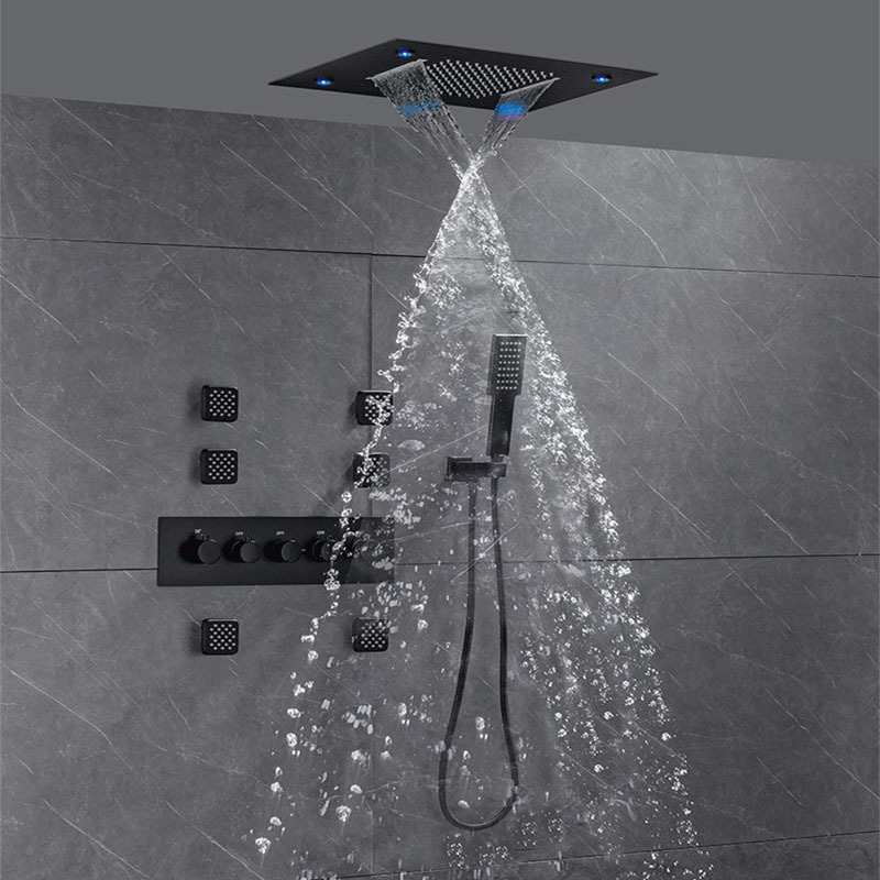 Concealed Black Bathroom Faucets Shower Set Rain Mixer Brass Shower Faucet Ceiling Rain Shower