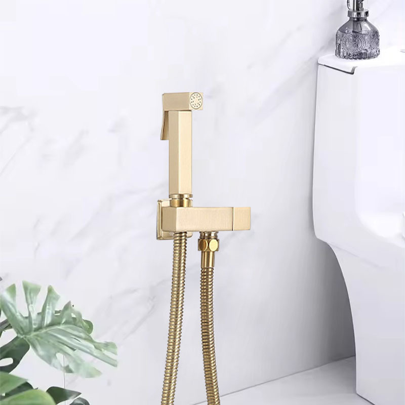 Bathroom Accessories wall mounted Toilet Bidet Spray Set Brushed Gold Bidet Shattaf Faucet Taps