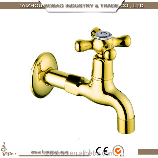 China Cross Handle Antique Brass Bibcock Tap Old Fashioned Brass Decorative Garden Tap Single Handle Brass Outdoor Faucet