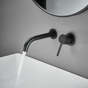 Hot Sale Single Hole Antique Brass Wall Mounted Bathroom Basin Mixer Black Concealed Faucet for basin tap