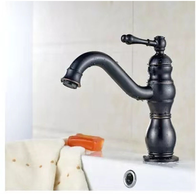 2018 New Arrival Tall Body Single Handle Antique Brass Sink Faucet Bronze Basin Faucet