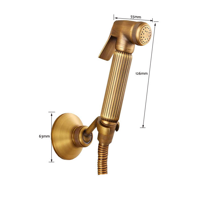 Female Washing Health Shattaf Antique Brass Toilet Bidet Faucet With Shower Hose