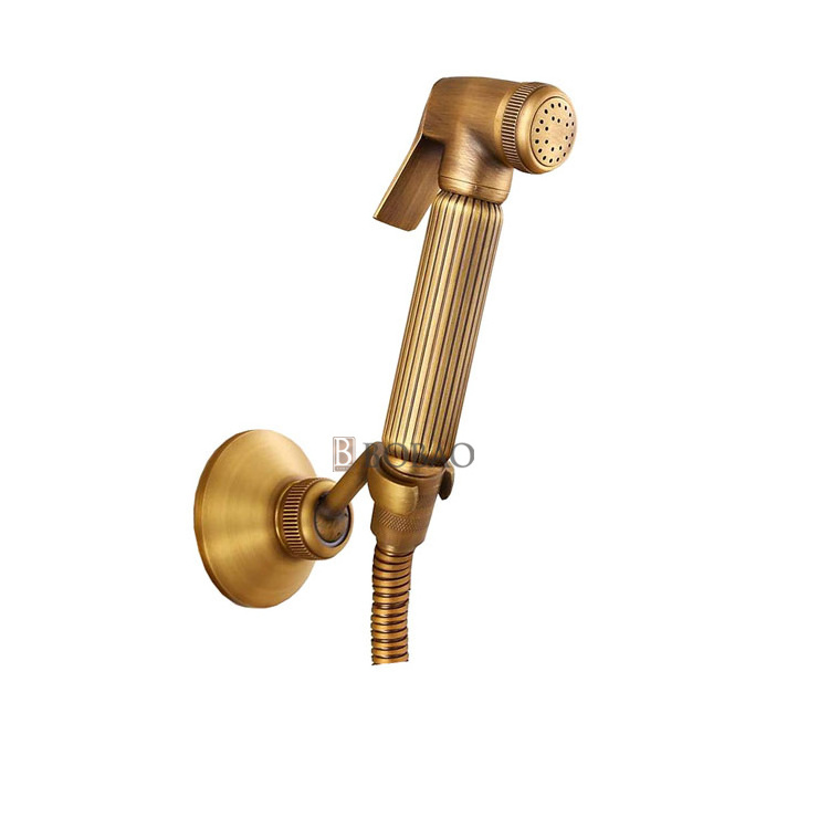 Female Washing Health Shattaf Antique Brass Toilet Bidet Faucet With Shower Hose