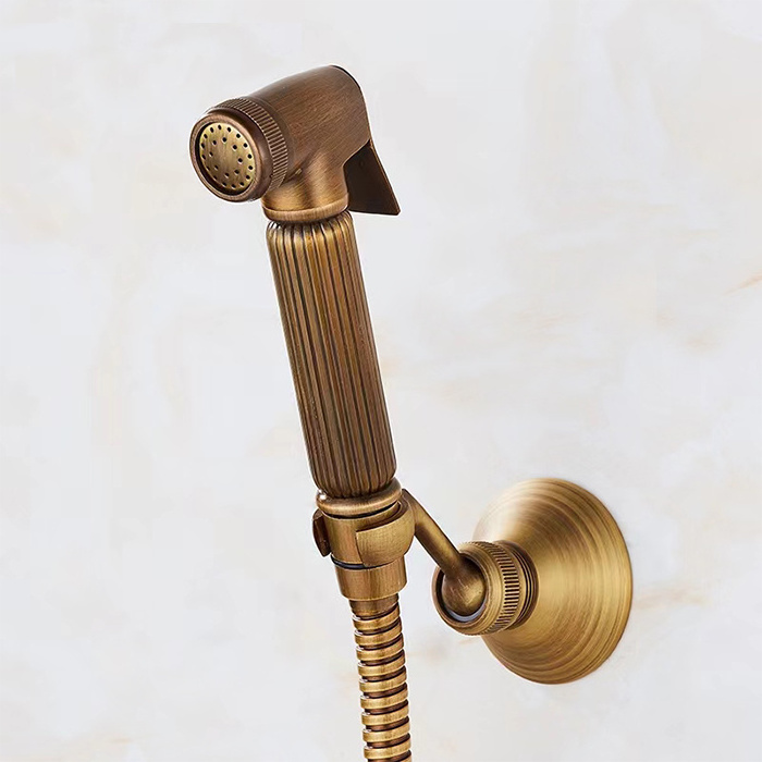 Female Washing Health Shattaf Antique Brass Toilet Bidet Faucet With Shower Hose