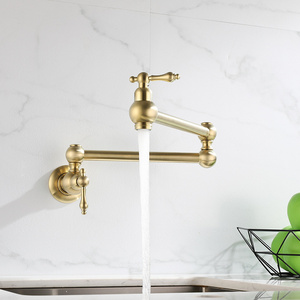 Luxury Brass Two Functions Deck Mounted Gold-plated Kitchen Pot Filler Faucet Gold kitchen faucet