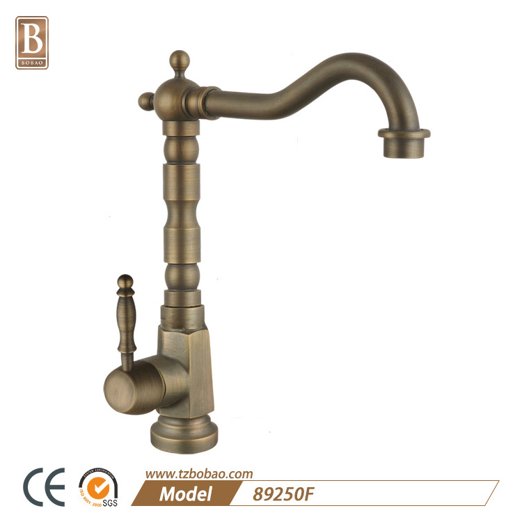 Classic Basin Sink Faucet Antique Brushed Bronze Taps Single Handle Brass Kitchen Faucet