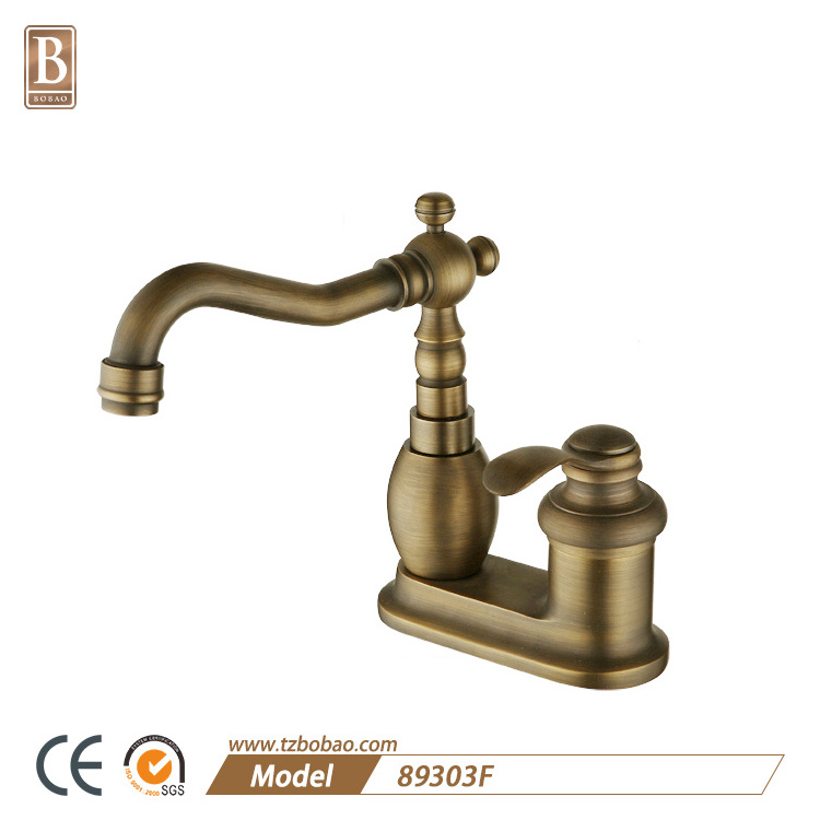 Vintage Copper Black Water Mixer Tap Double Handle Wall Mounted Brass Kitchen Faucet