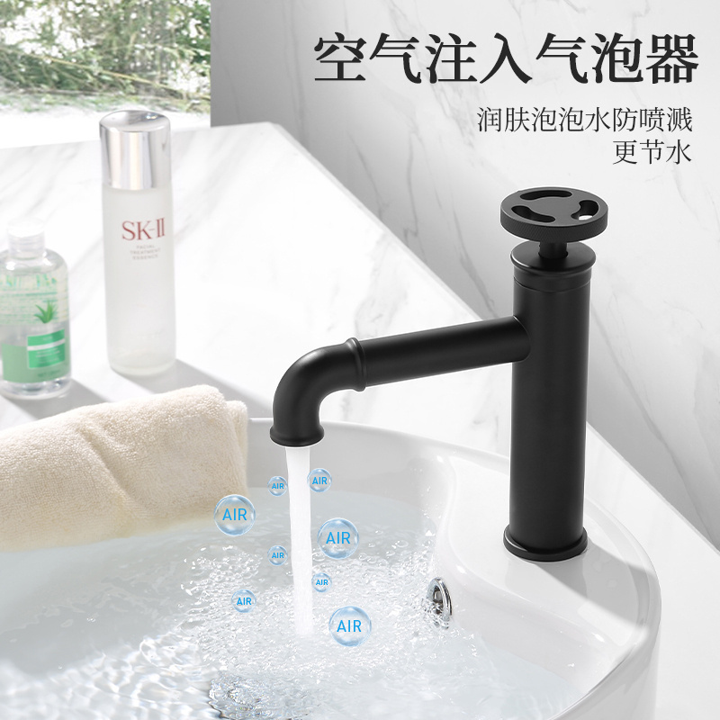 Taizhou wholesale brass single level black industrial basin faucet with ceramic cartridge