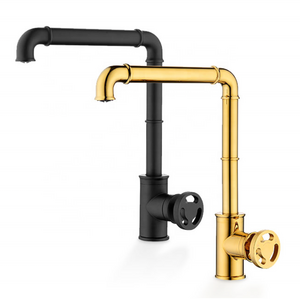 New Mechanical Long Necked Brass Black Kitchen cabinets Sink Faucet