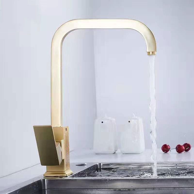 2019 New Arrival Luxury Brass Single Handle Matte Gold Kitchen Faucet Brushed Gold Sink  Kitchen  Faucet