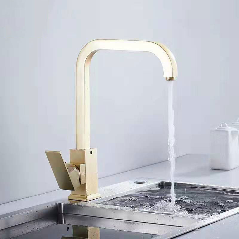 2019 New Arrival Luxury Brass Single Handle Matte Gold Kitchen Faucet Brushed Gold Sink  Kitchen  Faucet