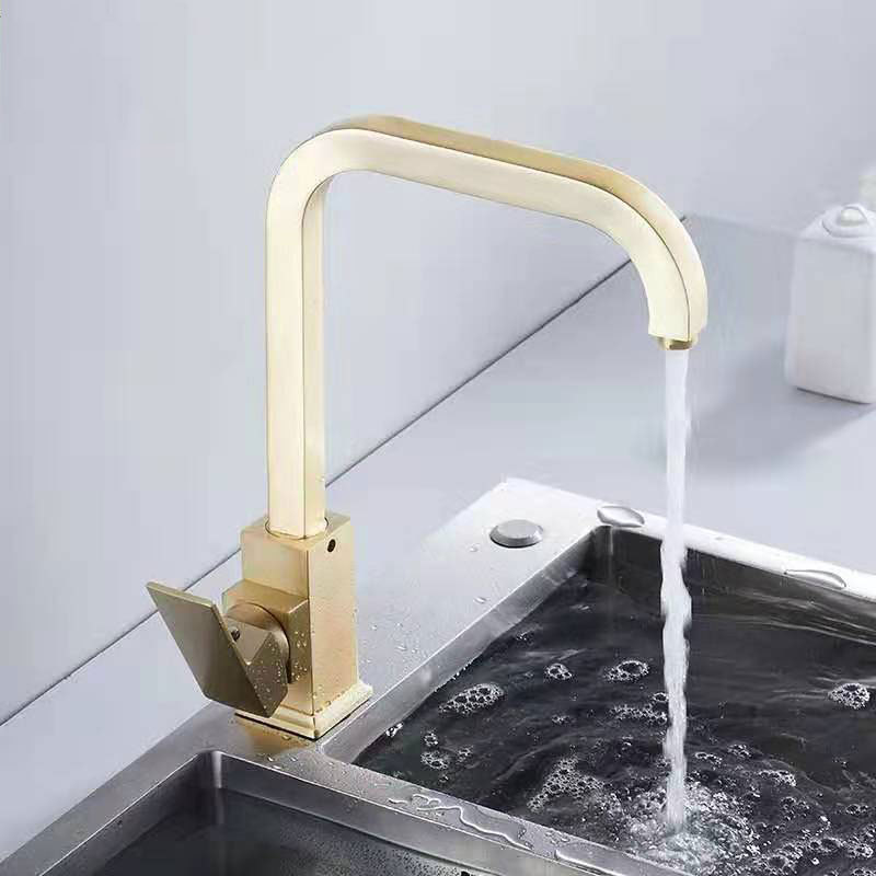 2019 New Arrival Luxury Brass Single Handle Matte Gold Kitchen Faucet Brushed Gold Sink  Kitchen  Faucet