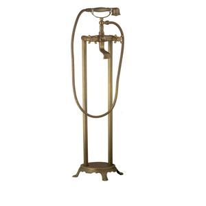 Hot Sale Telephone Floor Standing Bath Shower Mixer Tap Antique Brass Bathroom Freestanding Bathtub Faucet