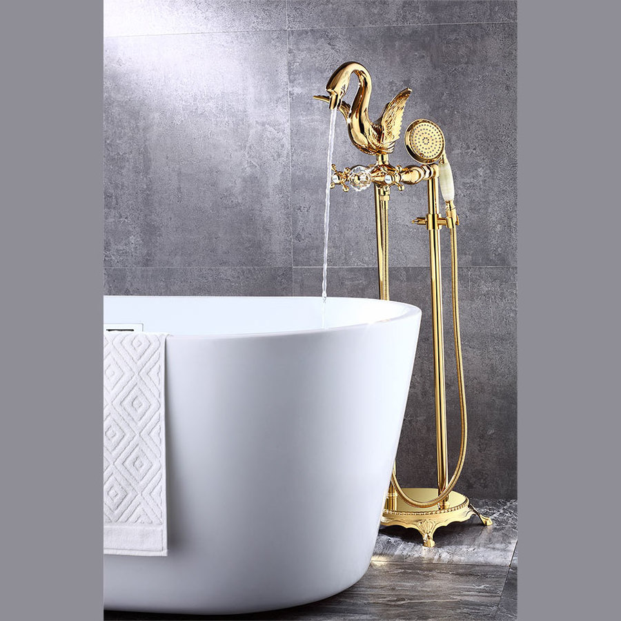 Swan Bathtub Freestanding Bath Taps Antique Claw Foot Tub Faucet with shower