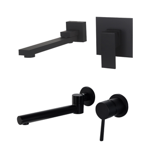 Normal Black Water Taps Basin Mixer Wall Mount Bathroom Sink Faucet In Wall For Wash Basin