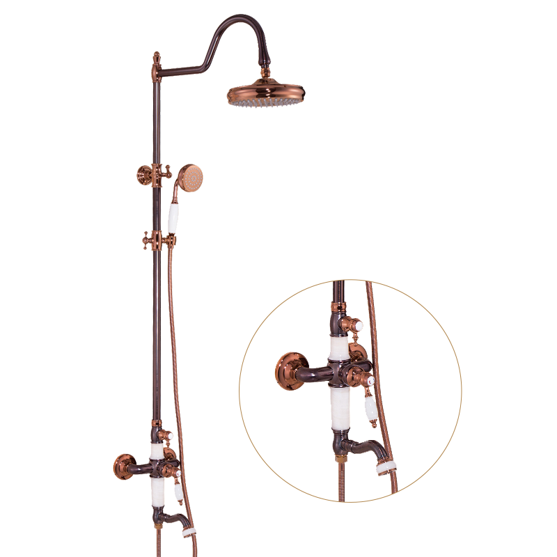 European Style Antique Brass 3 Function Sink mixer Set Rose Gold Black Bathroom Hot And Cool Water Shower Faucets