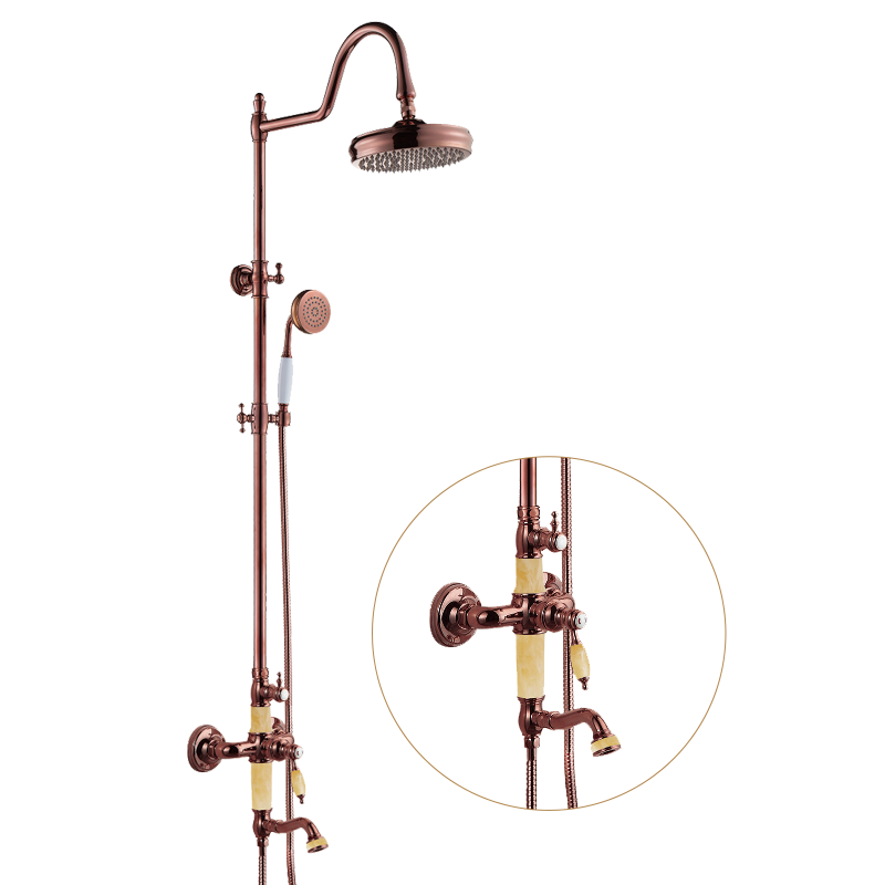 European Style Antique Brass 3 Function Sink mixer Set Rose Gold Black Bathroom Hot And Cool Water Shower Faucets