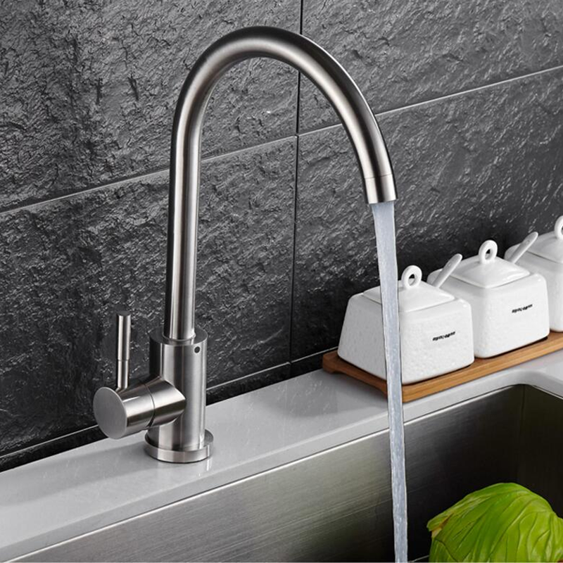 Polished Hot And Cold Basin Sink Water Taps Mixers 304 Stainless Steel Kitchen Faucet