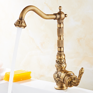 Single Handle European Torneira Antique Finish Brass Basin Faucet For Bathroom