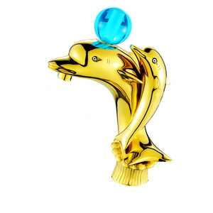 Luxury Animal Dolphin Shape Gold Plated Bathroom Brass Mixer Tap Single Handle Wash Basin Faucet