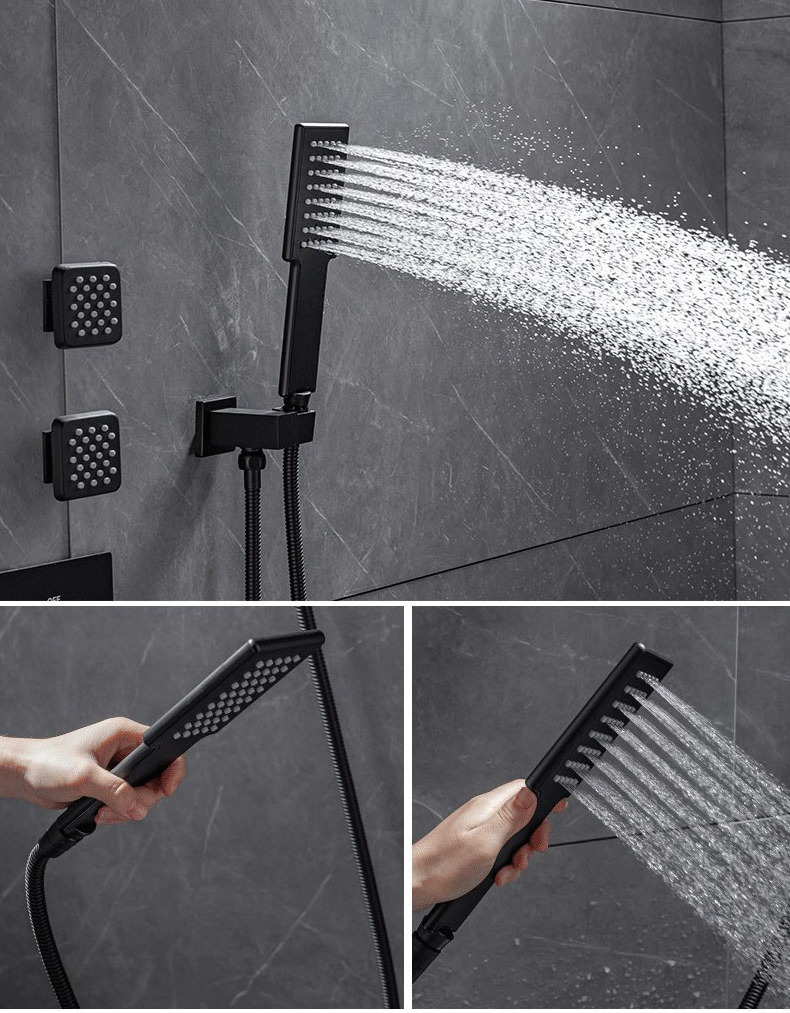 Concealed Black Bathroom Faucets Shower Set Rain Mixer Brass Shower Faucet Ceiling Rain Shower