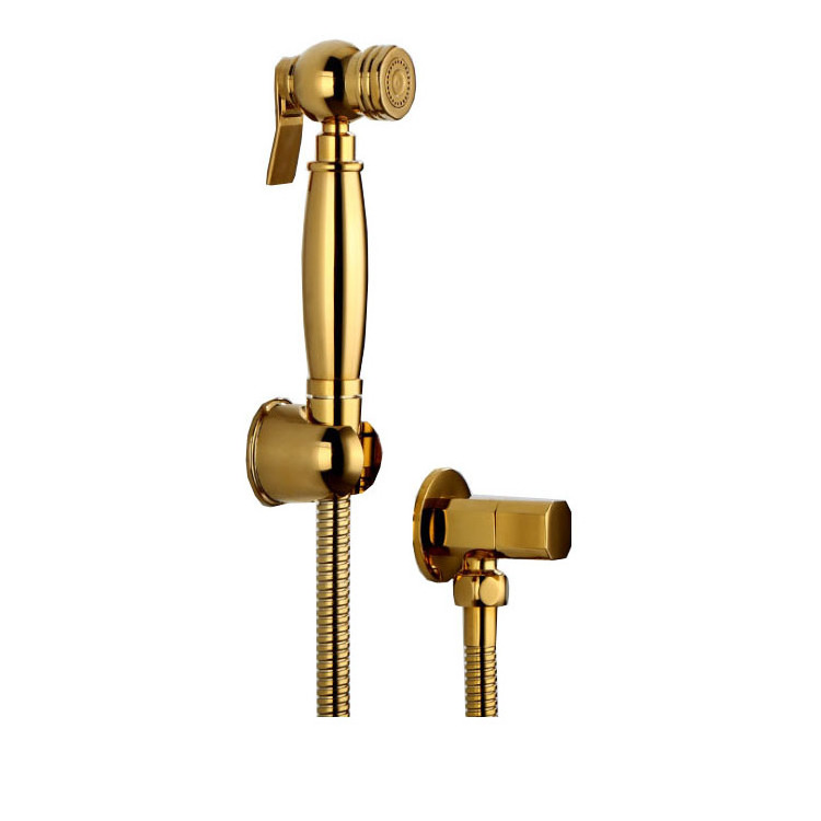 Chrome Hand Bidet Sprayer Bathroom Water Gun Full Brass Toilet Shattaf Spray Set Muslim Shower With Pipe