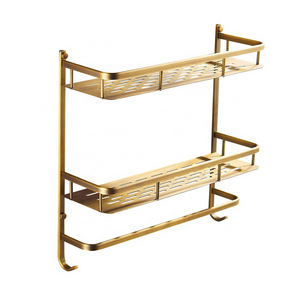 Brass Hotel Bathroom Towel Rack With Hooks