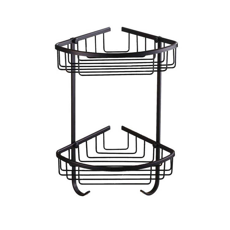 Bathroom Matte Black Double Tier Shower Corner Shelf Bath Shelf Rack Shower Caddy