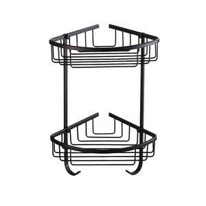 Bathroom Matte Black Double Tier Shower Corner Shelf Bath Shelf Rack Shower Caddy