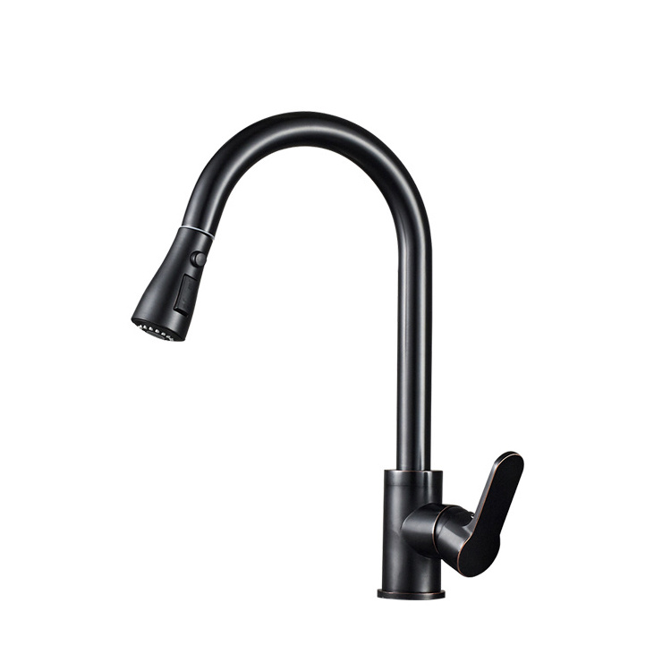 USA Villa Single Handle Button Push Pull Down Kitchen Faucet Matte Black ORB Kitchen Faucet