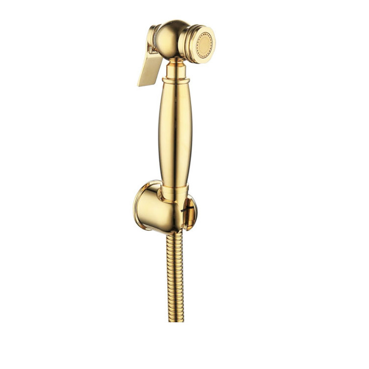 Low Price Wall Mounted Golden Brass Bathroom Handheld Bidet Spray Shattaf For Toilet Bidets