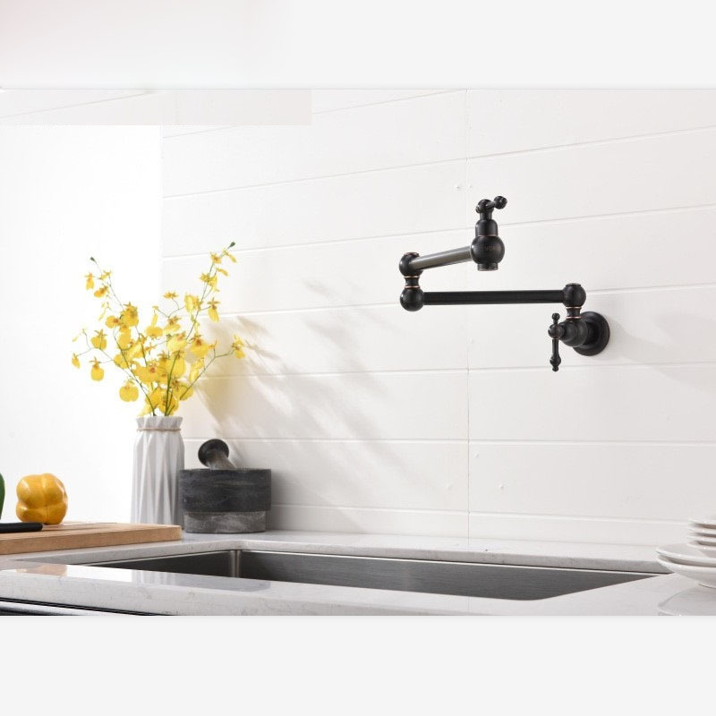 New launched brass pot filler folding swivel wall mounted kitchen sink faucet double handle kitchen faucet tap