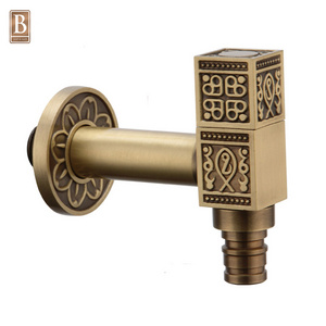 Wall Mounted Water Tap Garden Antique Brass Washing Machine Faucet