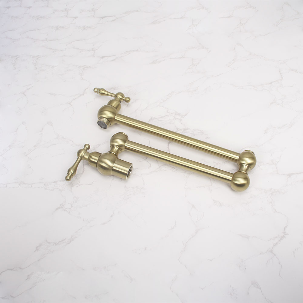 Luxury Brass Two Functions Wall Mounted Gold-plated Kitchen Pot Filler Faucet Gold kitchen faucet