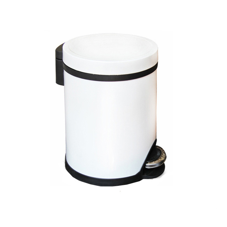 5L Foot Pedal Operated Round Shaped Indoor Kitchen Food Gold Trash Can Stainless Steel Waste Bin