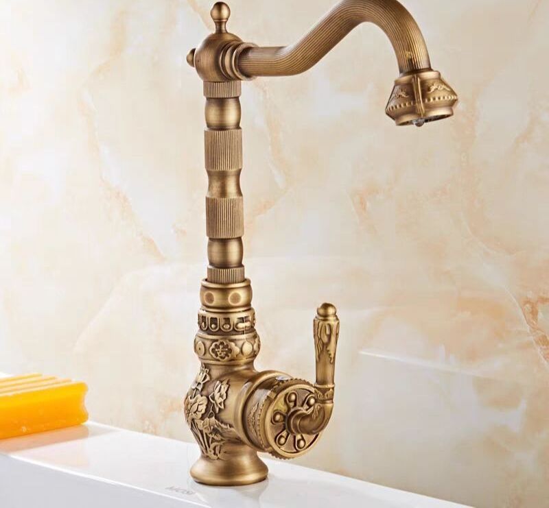 Brass Kitchen Faucet Antique New Design Deck-Mounted Kitchen Faucet For Kitchen Sink Faucet