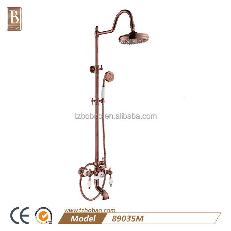 European style High-end brass gold and Jade bath faucet and bathroom shower set