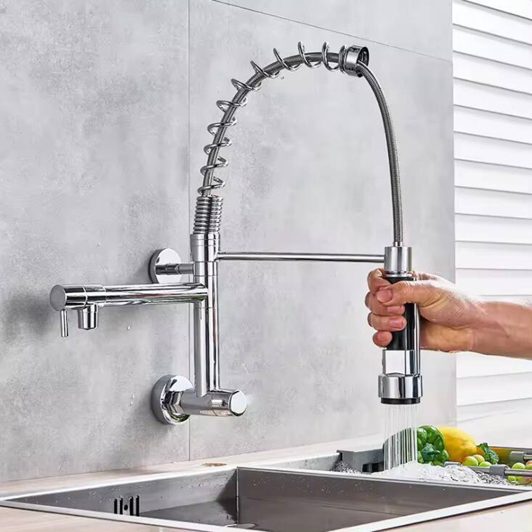 New style in wall kitchen sink faucets luxury pull out spring kitchen faucets