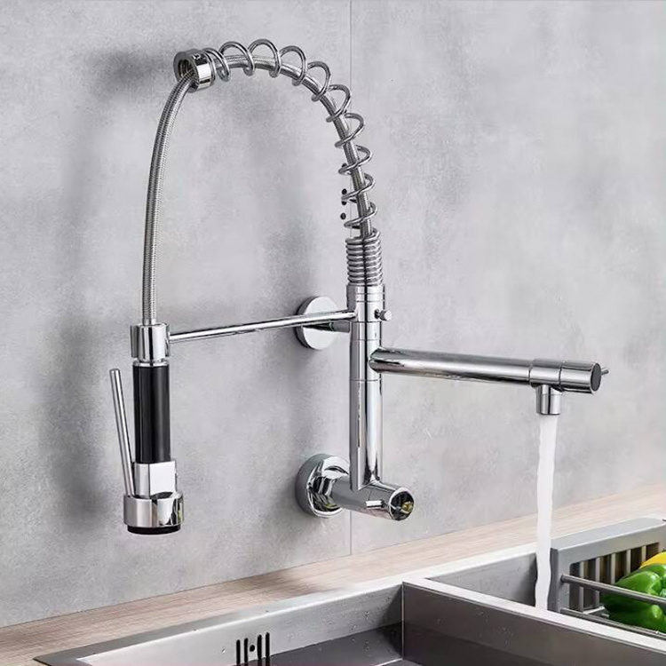 New style in wall kitchen sink faucets luxury pull out spring kitchen faucets