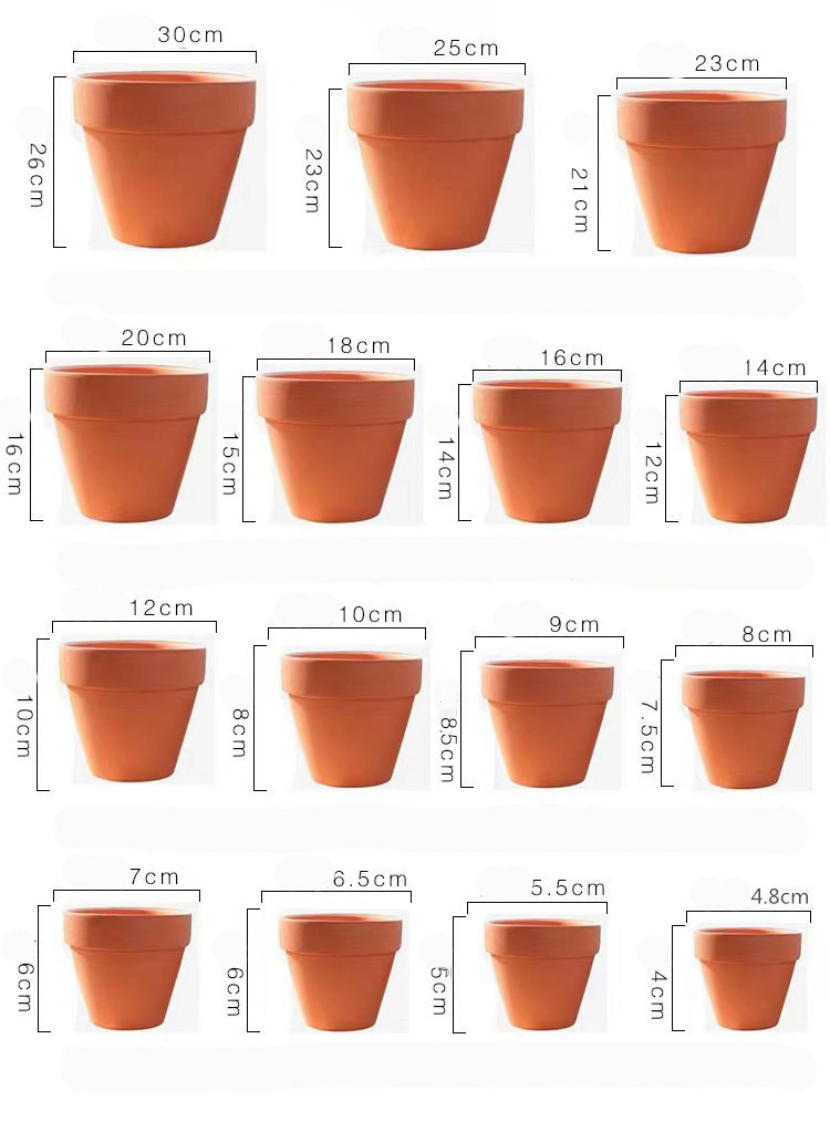 Terracotta Pot Clay 2,3,4,5,6,7 inch Ceramic Pottery Planter Cactus Flower Genus Mammillaria Pots with Drainage Hole