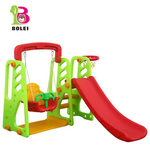 2022 New  4 in 1 Kids Outdoor Indoor Playground Plastic Swing And Slide Set