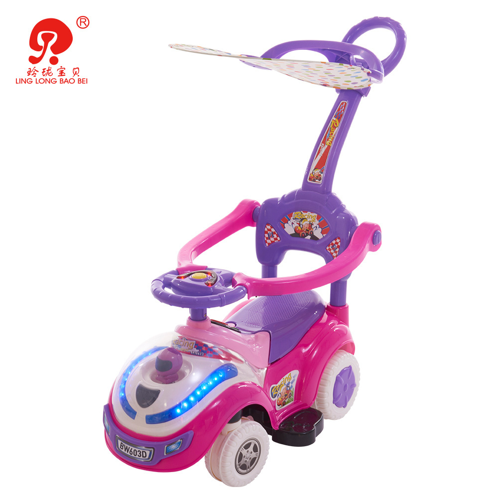 Car style baby walkers flash light children manual ride on car baby push car stroller