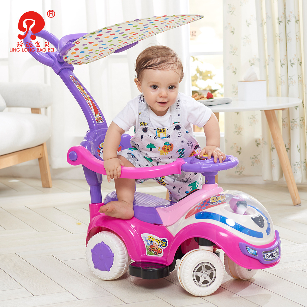 Car style baby walkers flash light children manual ride on car baby push car stroller