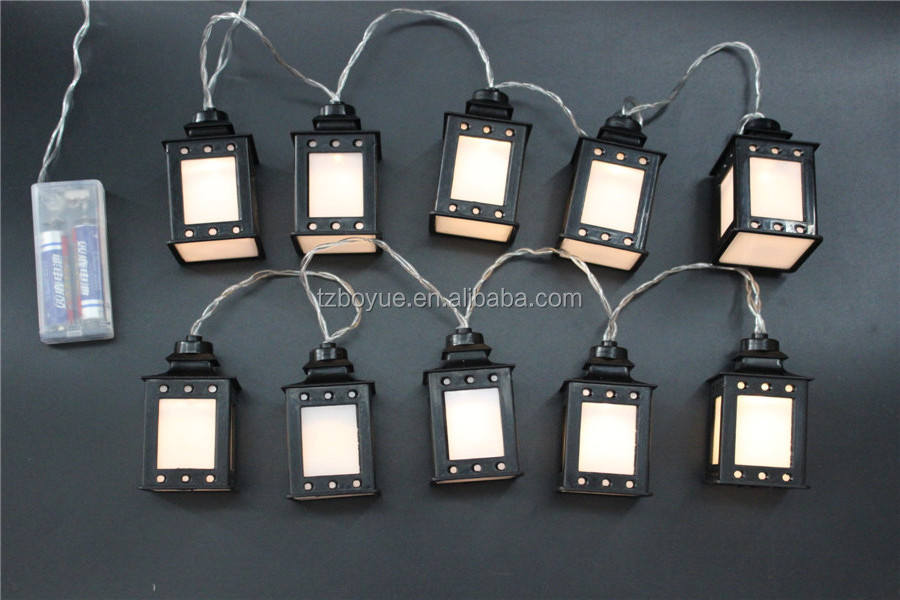 2017 new battery operated square lantern led string lights camping decorative hanging lights